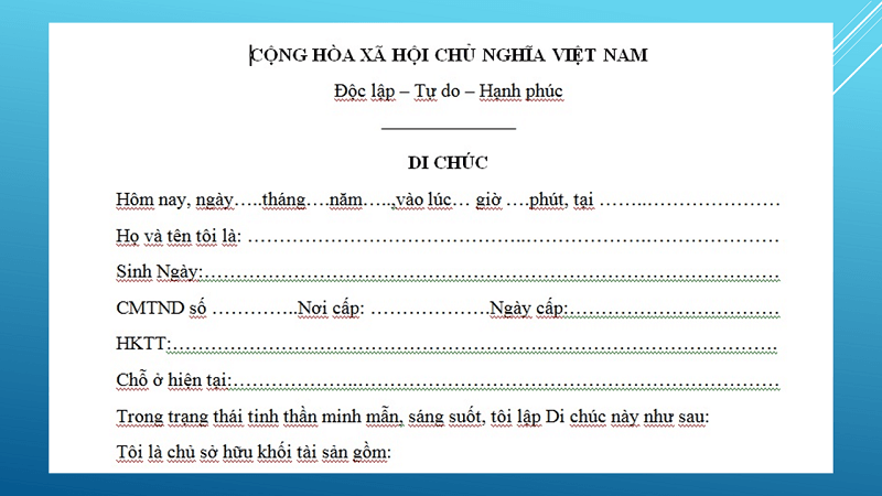 Điều kiện để bản di chúc hợp pháp theo pháp luật