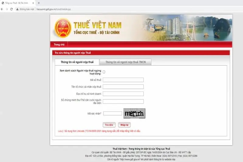 Trang chủ website Tổng cục thuế Việt Nam 