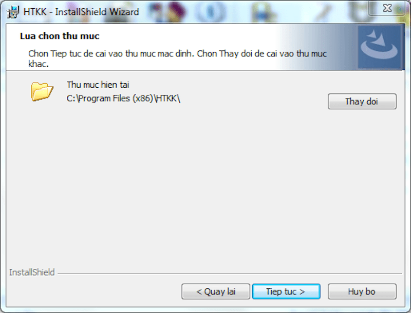 Nhấn “Thay doi” để lựa chọn thư mục chứa file HTKK