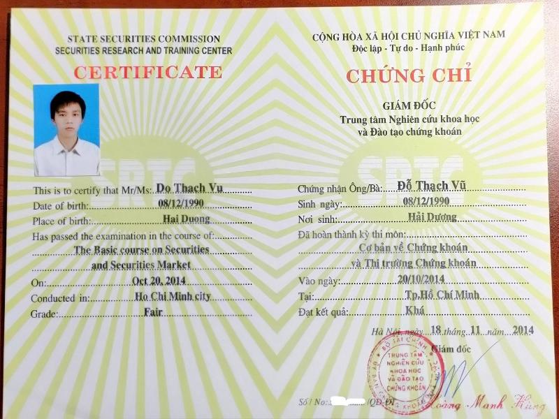 Các loại chứng chỉ hành nghề chứng khoán hiện nay