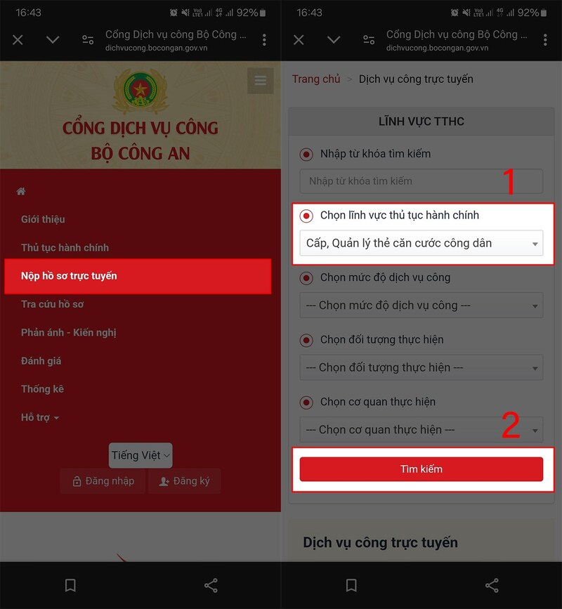 Làm căn cước cho trẻ dưới 6 tuổi qua Dịch vụ công