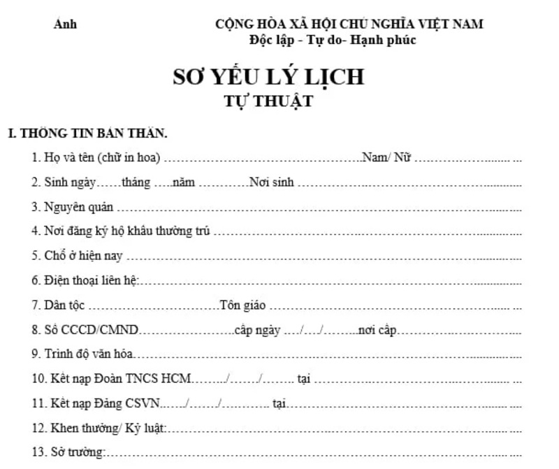 Sơ yếu lý lịch là tài liệu quan trọng khi đi xin việc