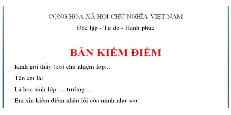 Bản kiểm điểm là một hình thức tự nhìn nhận lại hành vi