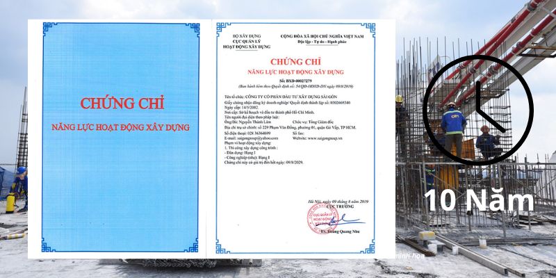 Chứng chỉ có thời hạn hiệu lực tối đa là 10 năm