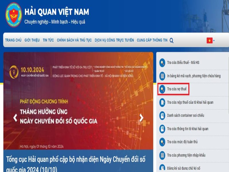 Chỉ dẫn chi tiết về tra cứu nợ thuế hải quan