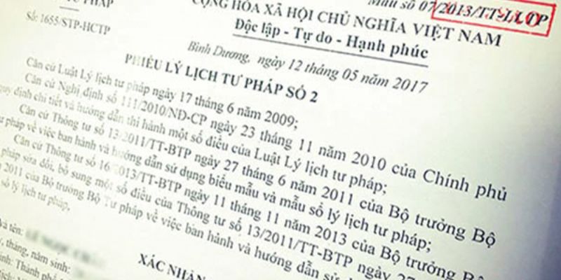 Xin cấp phiếu lý lịch tư pháp số 2