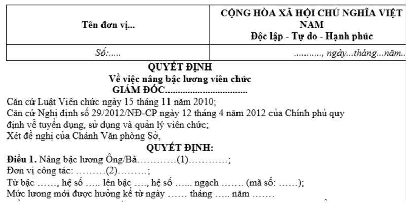 Quyết định nâng lương là gì?