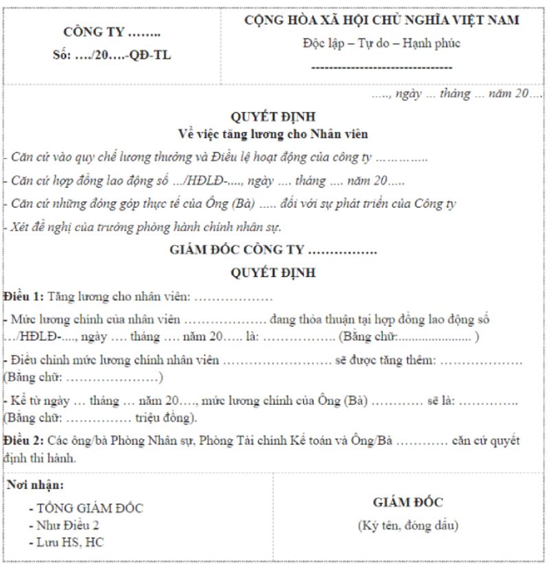 2. Soạn thảo quyết định nâng lương