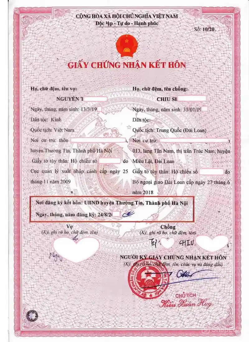 Ghi rõ thời gian địa chỉ đăng ký kết hôn