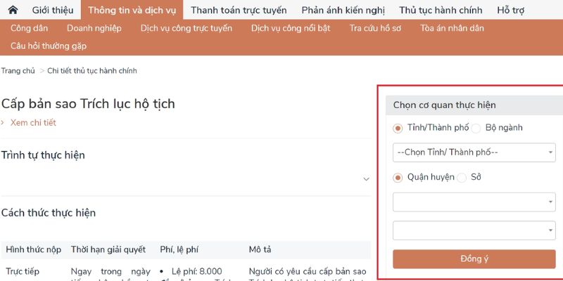 Nộp hồ sơ xin trích lục giấy khai sinh online
