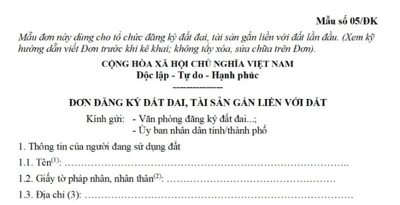Quy định về việc đăng ký tài sản gắn liền với đất