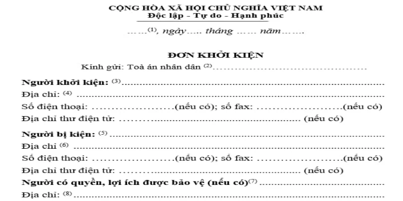 Mẫu đơn khởi kiện đòi nợ hiện hành