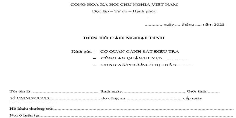 Đơn tố cáo ngoại tình cần được soạn thảo phù hợp