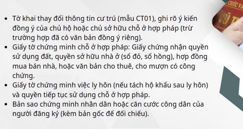 Hồ sơ tách hộ khẩu gồm những gì?